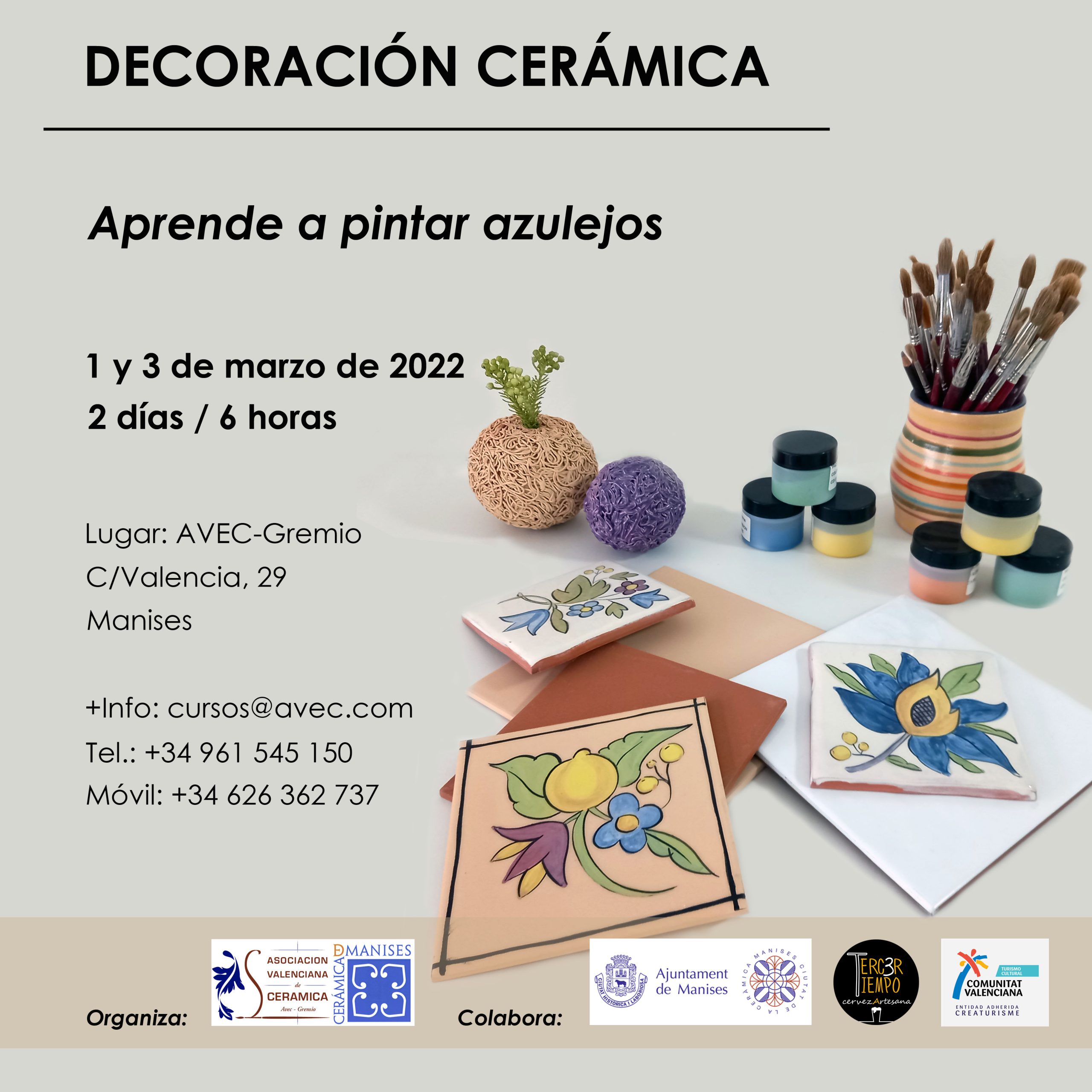 Taller de Pintura sobre esmalte y bajo cubierta sobre azulejo – Asociación  Valenciana de Cerámica AVEC-Gremio